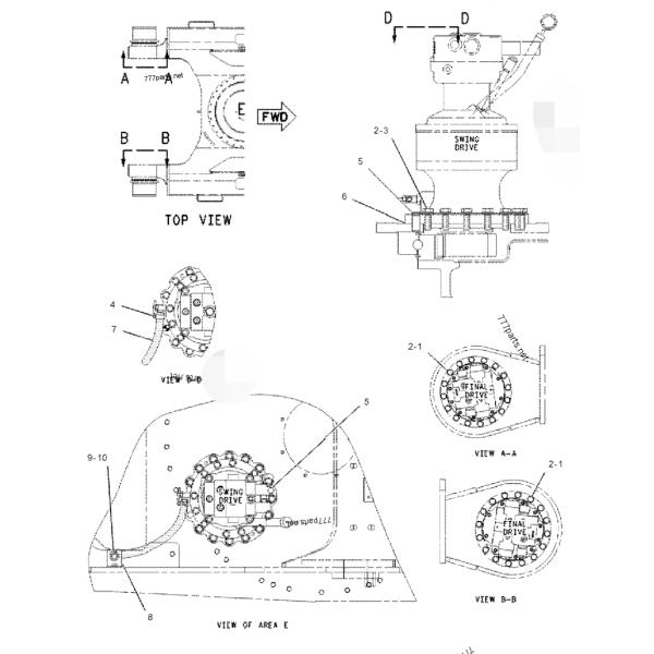 E312D 1695569 Caja de engranajes oscilante velocidad de rotación del engranaje de excavadora