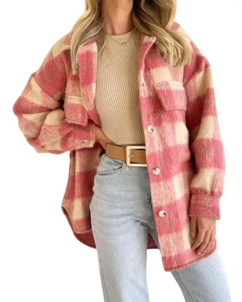                  Winter Plaid Jacket Women Overshirt Long Checkered Jacket Woman Female Long Sleeve Winter Shirt Jackets Coats for Women             