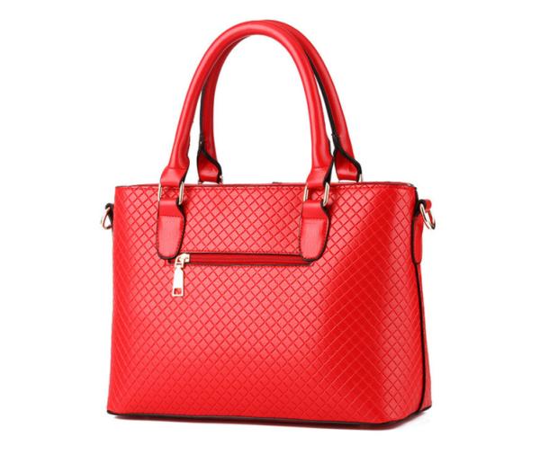 Portable Red Leather Shoulder Handbags / Tote Handbags Safe Outside Pockets