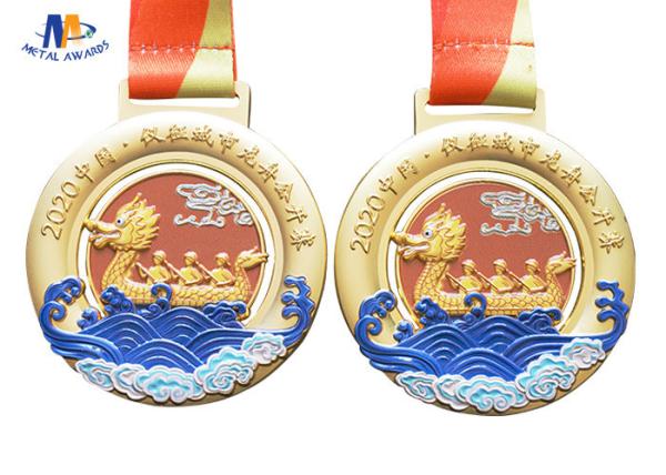 Dragon Boat Competiton 3D Relief Medal With Colors Painting