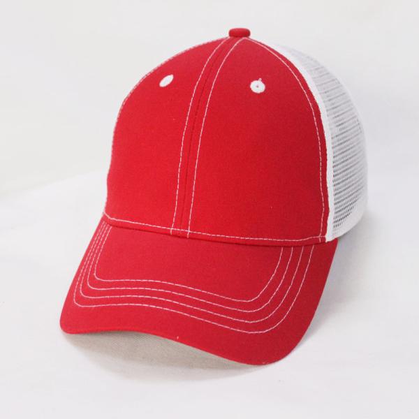 Plastic Snap Closure Mesh Trucker Caps 6 Panel Baseball Cap 58cm