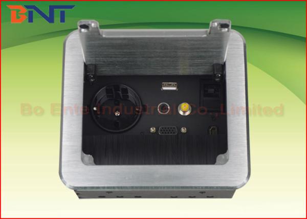 Conference Table Power Outlets , Brushed Cover Manual Flip Up Outlet With HDMI