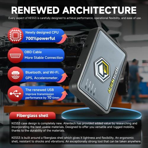 Original Alientech KESS3 ECU and TCU Programming Tool with DynoDrive Activated Via OBD / Bench and Boot Model Upgraded Cable Set