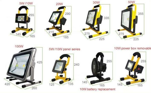 Outdoor Rechargeable LED Flood Light , IP65 Portable Sports Floodlights