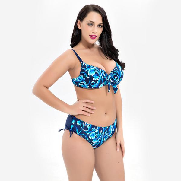 Plus Size Two piece Swimsuit print flower Swimsuit Women Push up 1928