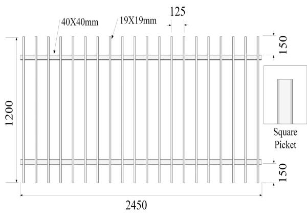 Garrrison Fence Post Hot Dipped Galvanized 65mm x65mm x 2.5mm x 3000mm length 2.1mx2.4m width