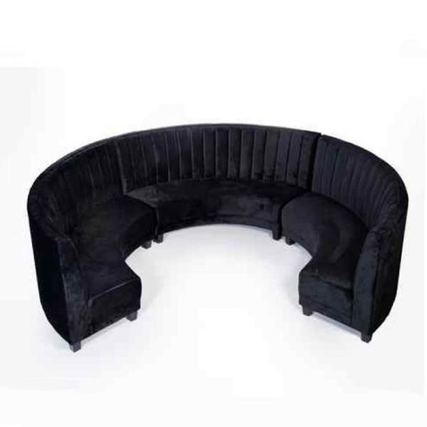 Tela de Sofa Black Curved Circular Velvet da sala de estar do clube da entrada do hotel