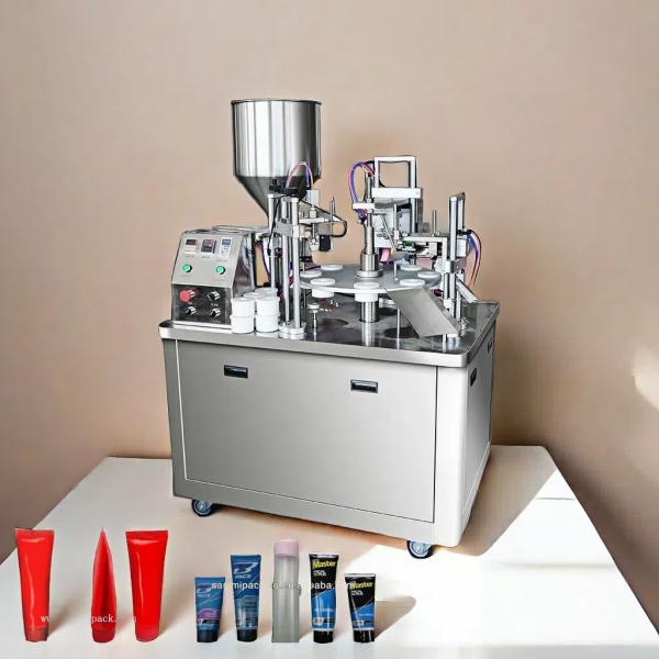 Máquina de enchimento e vedação automática de tubos moles multifuncionais para embalagens de tubos de loção de cosméticos