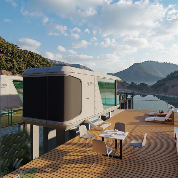 Capsule Retreat au bord du lac: Vue immersive à 270° à travers des lunettes intelligentes allant du sol au plafond