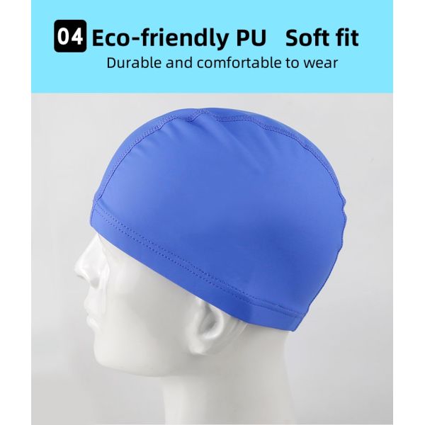 Color Fading Resistant Waterproof Swim Cap Soft for Adults 100% Elasticity