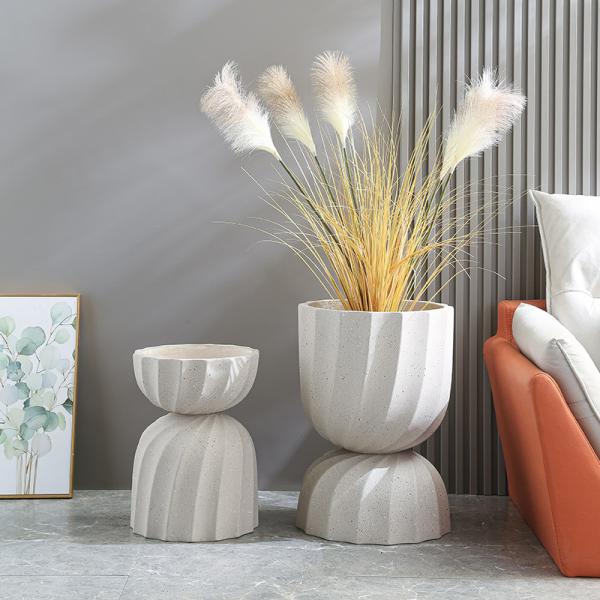 High Durability Powder Coated Fiber Clay Planter For Cottage