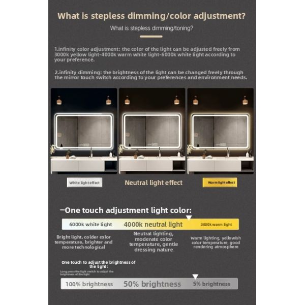 Modern Bathroom Rectangle Wall Mounted Smart Led Mirror With Time Display