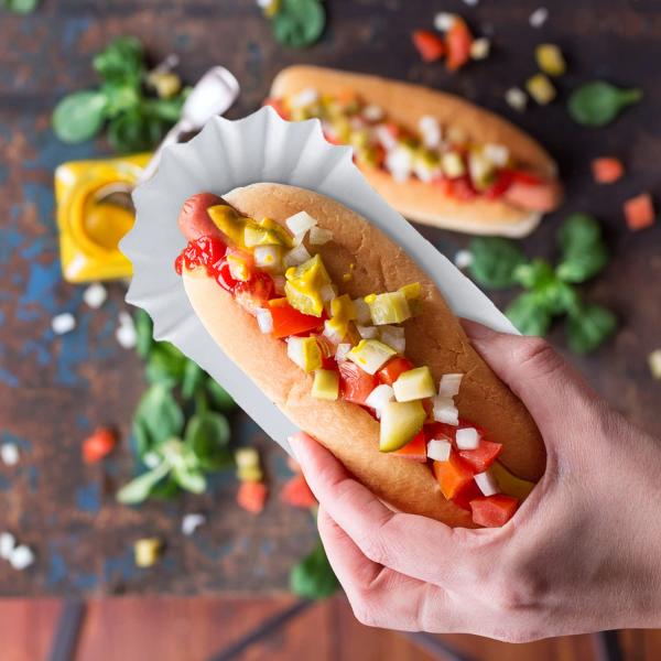 Disposable Package for 6'' Food White Fluted Sandwiches Hamburgers and More in Aseptic Box