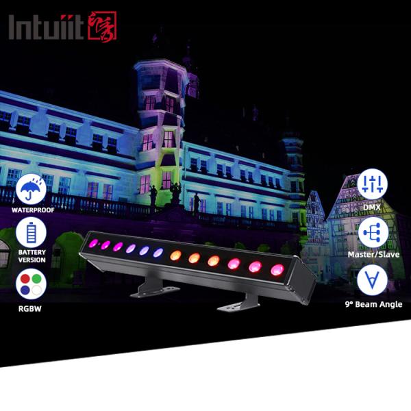 IP65 バッテリー電源 LED ウォールウォッシャー 12pcsx2W RGBW 4in1 LED バーライト 屋外用