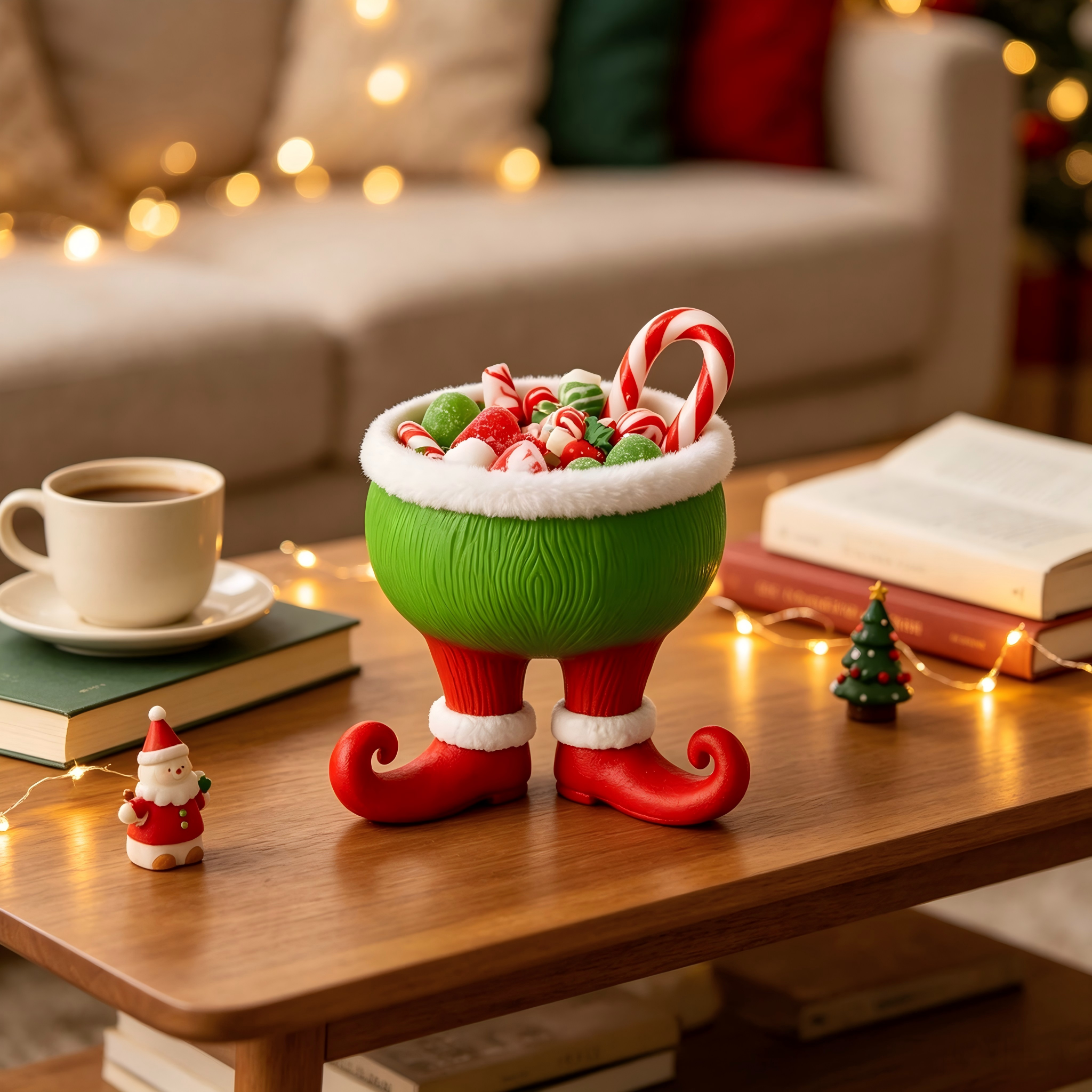 Holiday Decoration 3D Printed Custom Whimsical Elf Leg Candy Bowl
