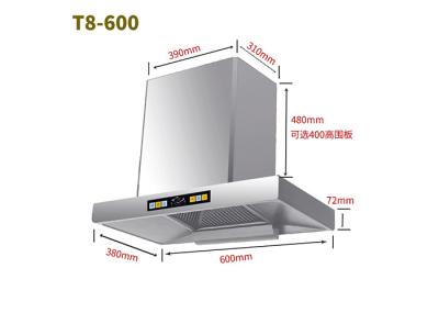 Size 600-900mm,S.S Or Metal Painted,110v-220v,copper Wire Motor,strong Power,luxury Range Hood For Home Kitchen-T8-600