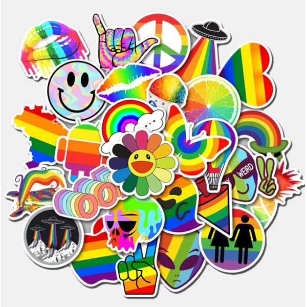 Personalized BOPP Rainbow Kiss Cut Stickers Printing for Wall Decal