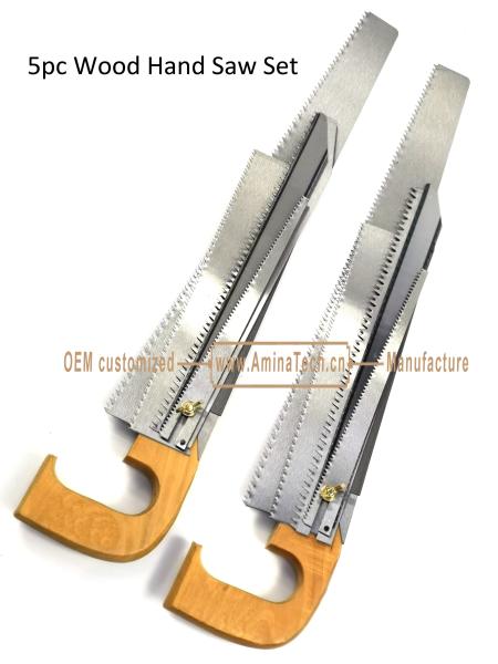 5pc Wood Hand Saw Set,Size:495mm,300mm,298mm,252mm,225mm,Cutting Wood,Pruning the Garden