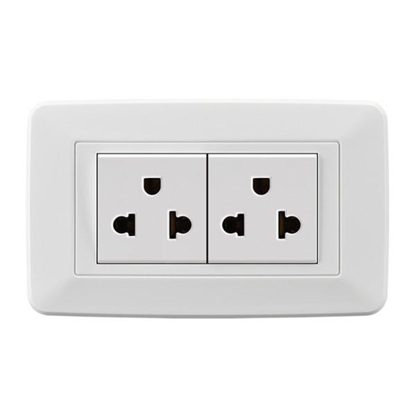 Flame Resistant 2 Gang Socket Double Gang Switch 118 * 75mm Safe Operation