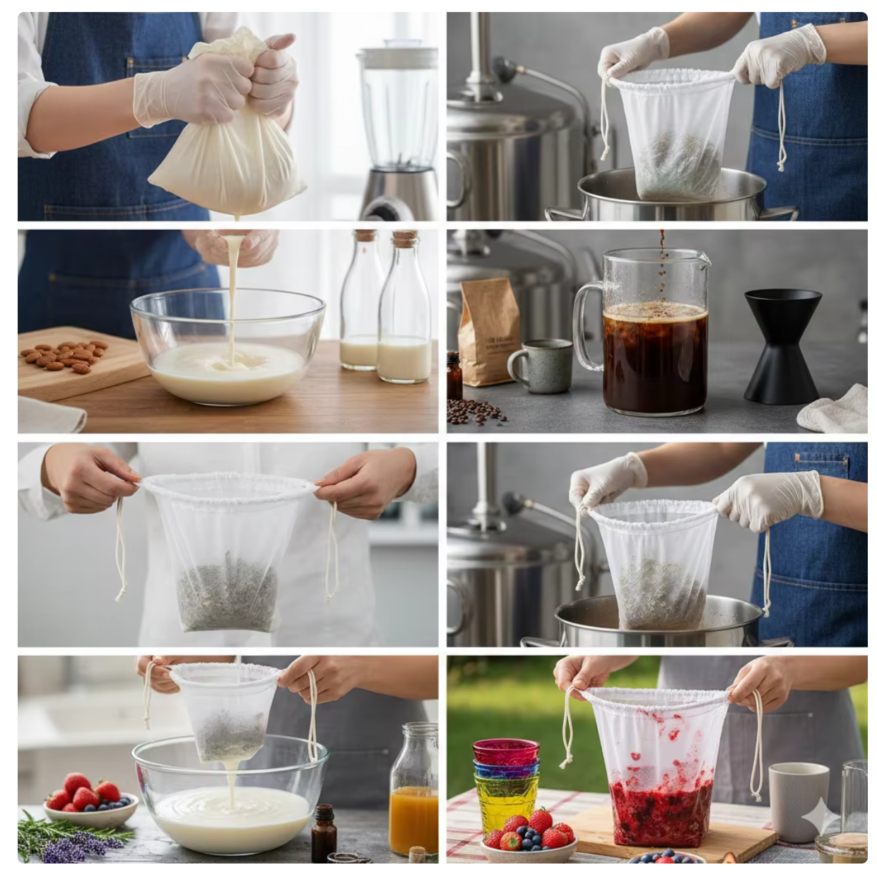 Foodgrade Nylon Juice Strainer Bag Washable Fine Mesh Filter for Fruit Vegetable Juice