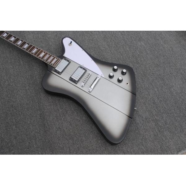 Lines up silver top Firebird Electric Guitar set-in neck style firebird custom guitar black edges firebird