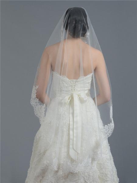 Embroidery Cord lace with Rhinstone  Ivory/White Bridal Veil  Wedding Accessories