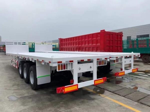 3 Axle 20 FT 40 FT Container Cargo Transport Heavy Duty Flatbed Truck Semi Trailer