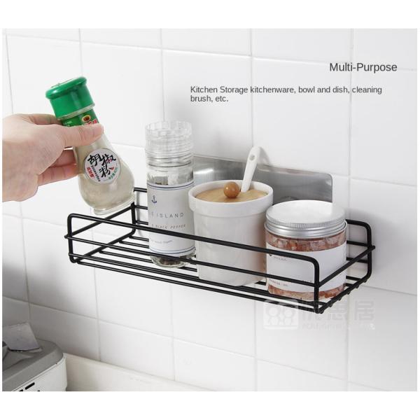 Modern Style Iron Bathroom Shelves with Chrome Finish and Shampoo Storage Basket