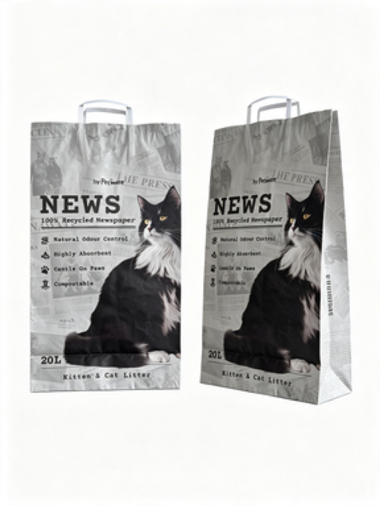Leakproof Kraft Paper Cat Litter Bag Made From Recyclable Materials with Moisture-proof and Fresh-locking Features