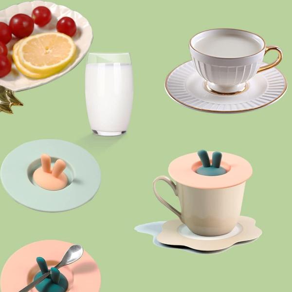 Силиконовые крышки чашек пищевого качества кроличье ухо Силиконовая крышка чашки Противопылевая герметичная печать Чайные чашки Горячие чашки крышка Кофейная чашка