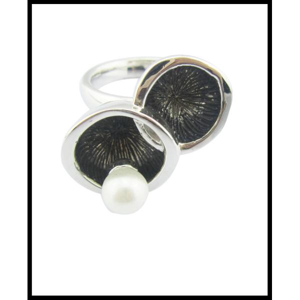 Pearl Round White Pearl Classic Style Silver 925 Jewelry Set with AAA CZ and Rhodium Plating  Sterling Silver Wedding