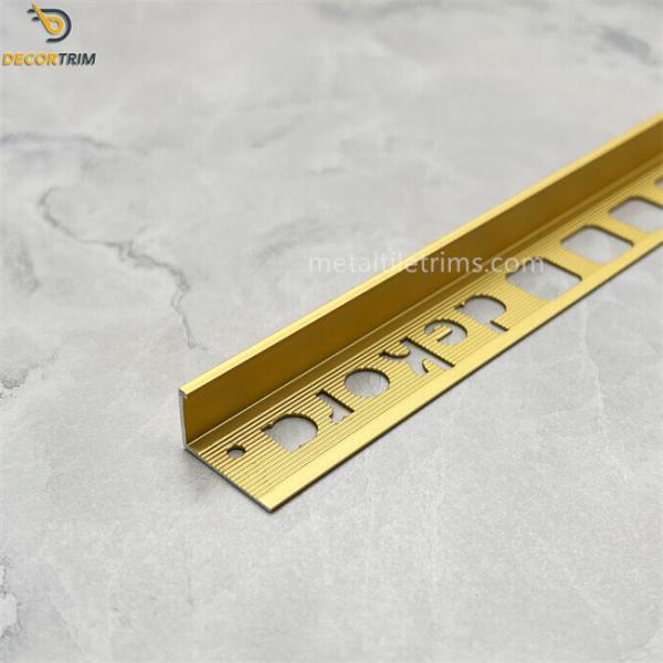 Gold 12mmx2.5m aluminium tile corner trim Brushed Chrome L Shape