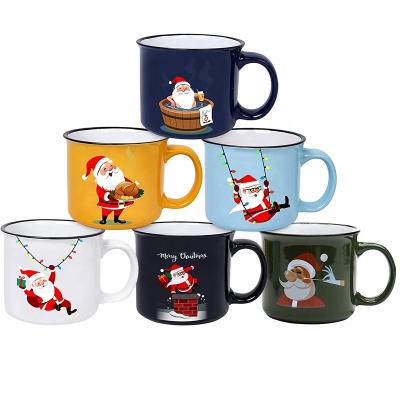 caneca de café cerâmica do Natal 14oz, caneca de café da faiança com Santa Design Best Gift para o festival