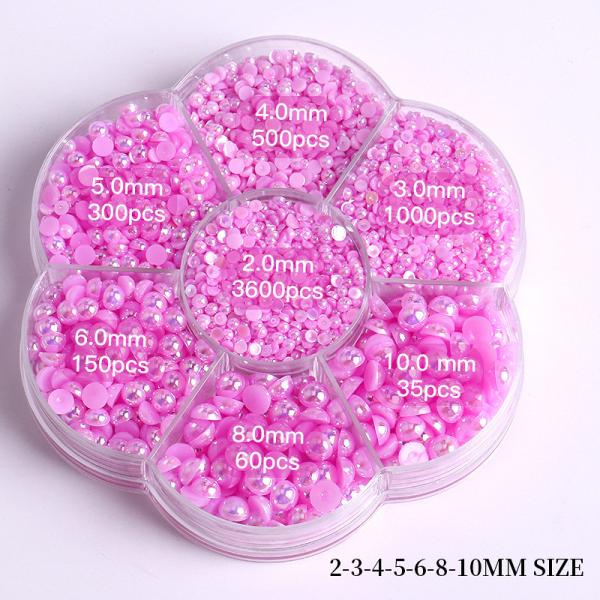 Resin Pearls Charms for Nails Salon Half Round Back Pearls Decoration Rhinestones Nail Art Charms Beads