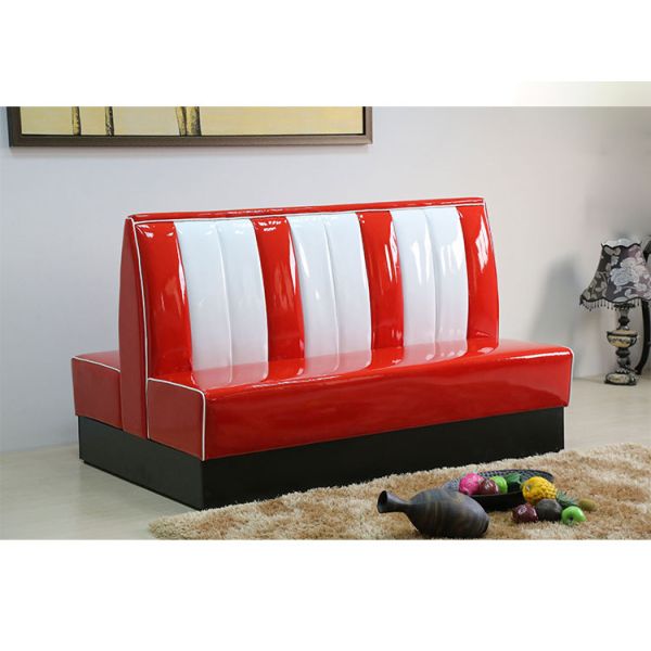 American Retro Sofa Sets Red and White Commercial Restaurant Furniture Dining Booth Seating