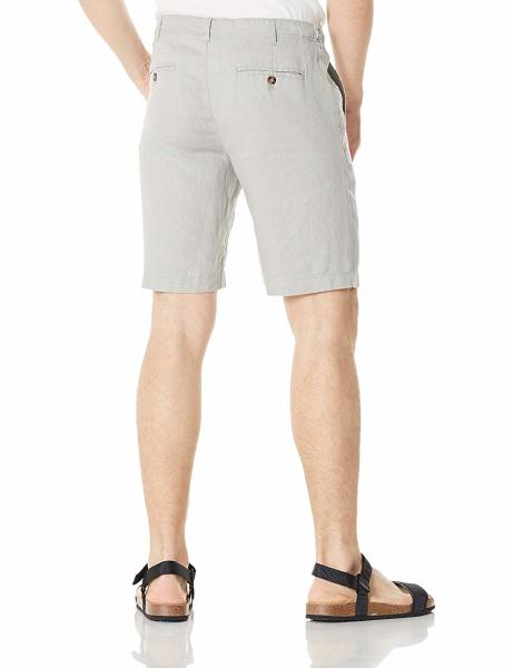 Breathable Mens Casual Summer Shorts Grey Zipper Closure Low Rise Linen Shorts