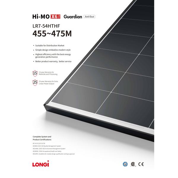 Longi Hi-MO X6 Max Monocrystalline Module Monofacial Photovoltaic Panel For Solar Cell