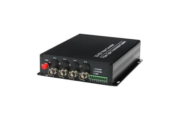 4 channel 3G SDI Fiber Optical Transceiver With 1Ch RS485 Reverse Data 20km