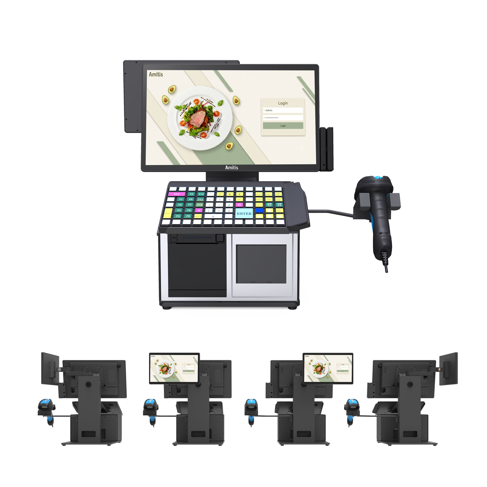 ACR-S26 Dual Screen Slim POS Terminal Flexible Mounting With N95 i3 i5 Processor