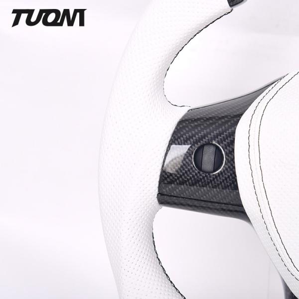 Suede Tesla Sports Racing Model 3 Steering Wheel Twill Glossy White Leather