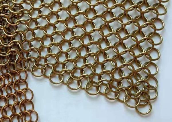 Copper Color Chainmail 1mm Metal Ring Mesh For Interior And Exterior Curtain