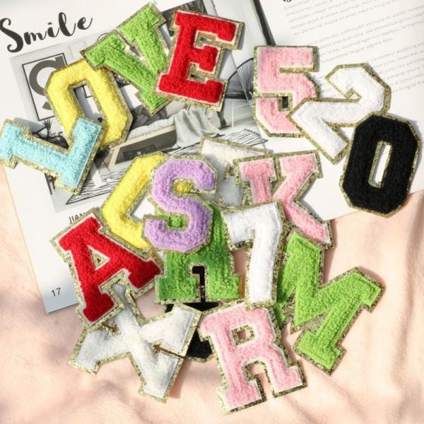 8 cm Chenille Letter Patches Alphabet Set For Clothing Custom Iron On Embroidery Towel