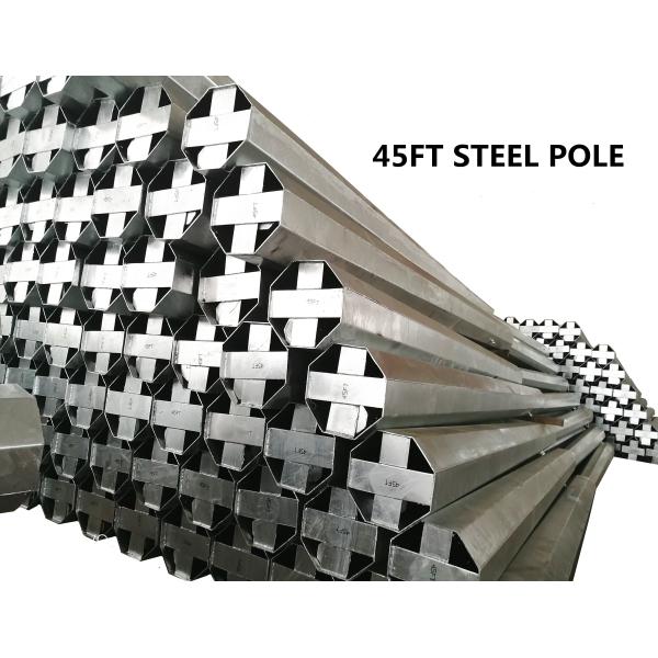 Q235 Electric Steel Pole 45FT Overhead Power Line Octagonal Galvanized Steel Pole