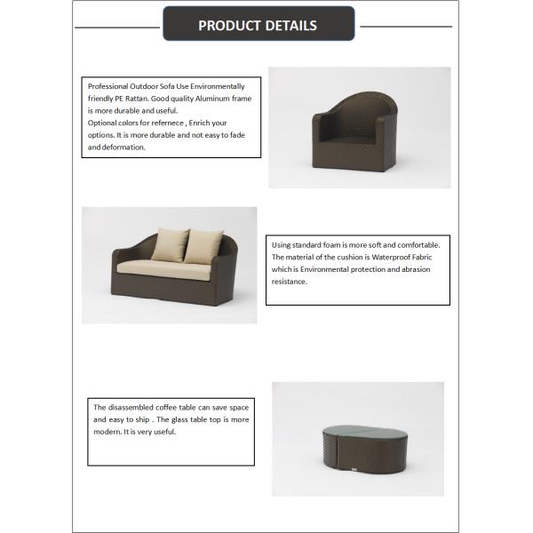 Conjunto de jardín de diseño moderno Muebles de vidrio de ratan de aluminio para vida al aire libre moderna