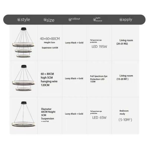 Lumières suspendues modernes à LED créatives en sable cristallin en fer acrylique 3CCT