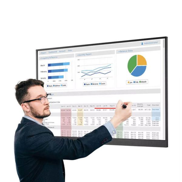 4K UHD Interactive Smart Whiteboard with Built-in Camera and Wall Mount for Business Meetings