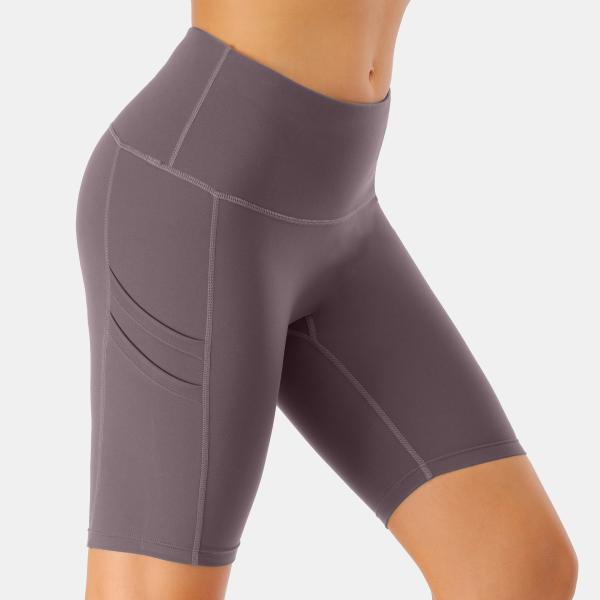 Short de ciclagem da bicicleta das mulheres com os 3 short de corrida do treinamento do bolso lateral do telefone