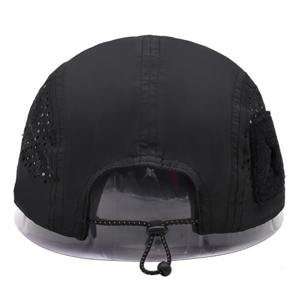 5 Panel Camper Hat with Sports Mesh Sweatband and Flat Brim Shape Laser Cutting Panel