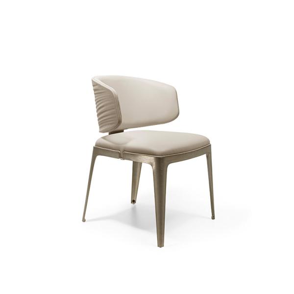 Hotel Restaurant Light Luxury Stainless Steel Leather Dining Chair