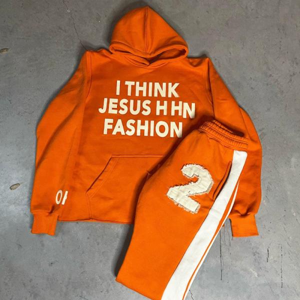 Customized Color Mens Hooded Sweatsuits 100% Cotton Two Piece Tracksuit Set